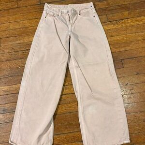Old Navy straight wide leg high waist cream jeans women’s 0